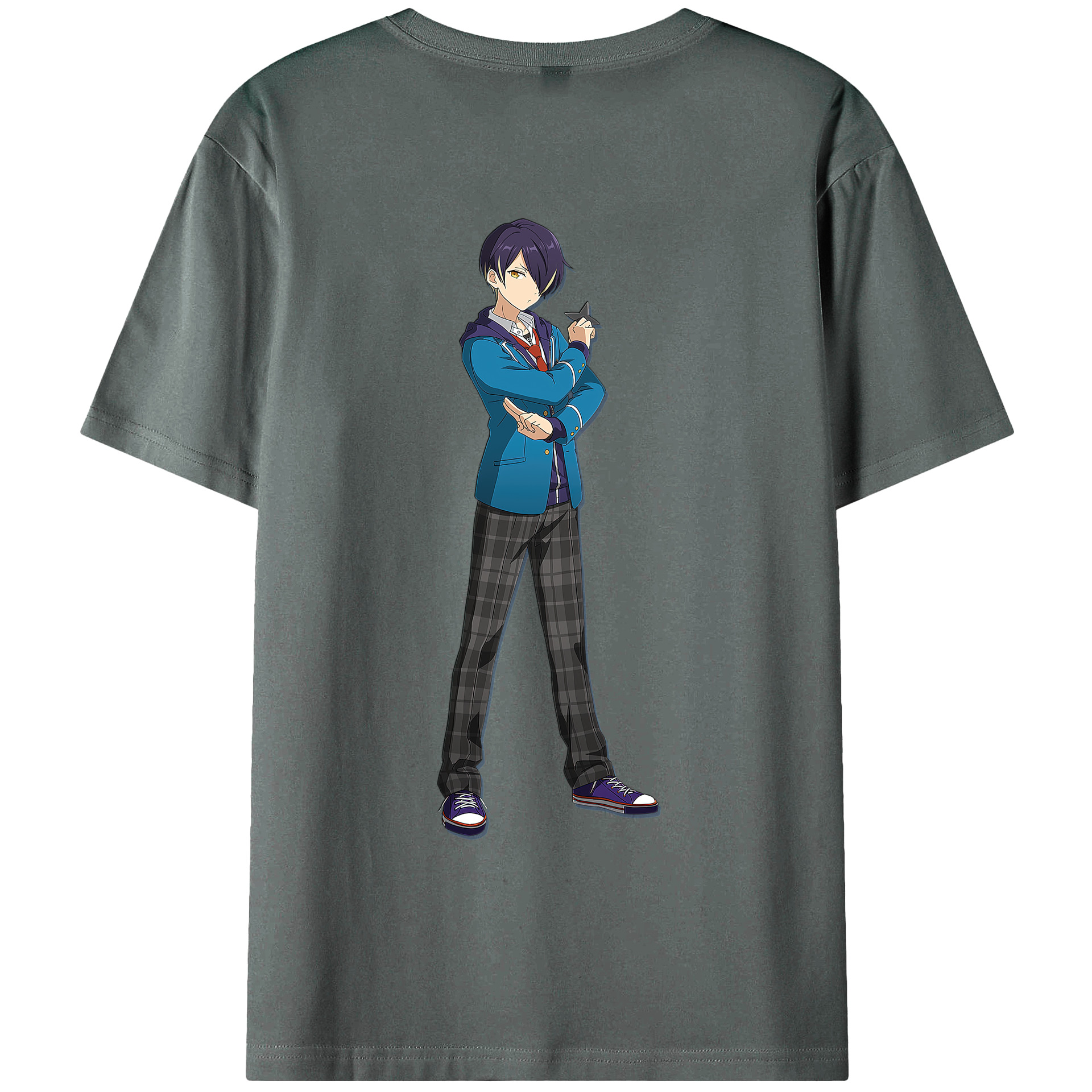 （画像用） あんさんぶるスターズ! Ensemble Stars 綿100％ メンズ半袖Tシャツ（バックプリント） 通気性